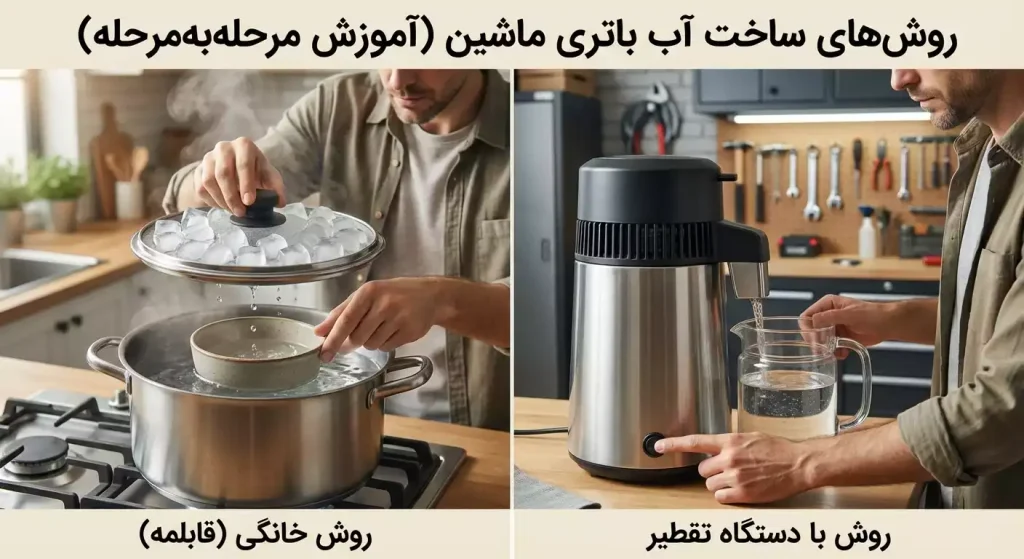 روش های ساخت آب باتری ماشین