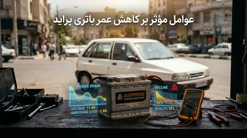 عوامل مؤثر بر کاهش عمر باتری پراید